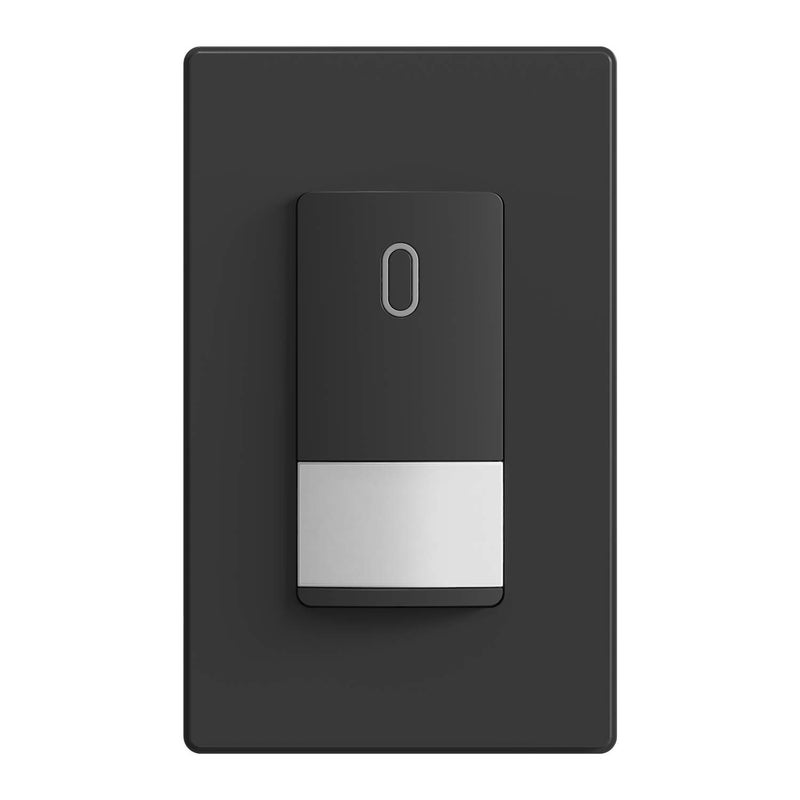 ELEGRP Occupancy Motion Sensor Light Switch, PIR Infrared Motion Activated Wall Switch, No Neutral Wire, Single Pole for CFL/LED/Incandescent Bulb, Wall Plate Included, UL Listed (1 Pack, Matte Black) - Image 1